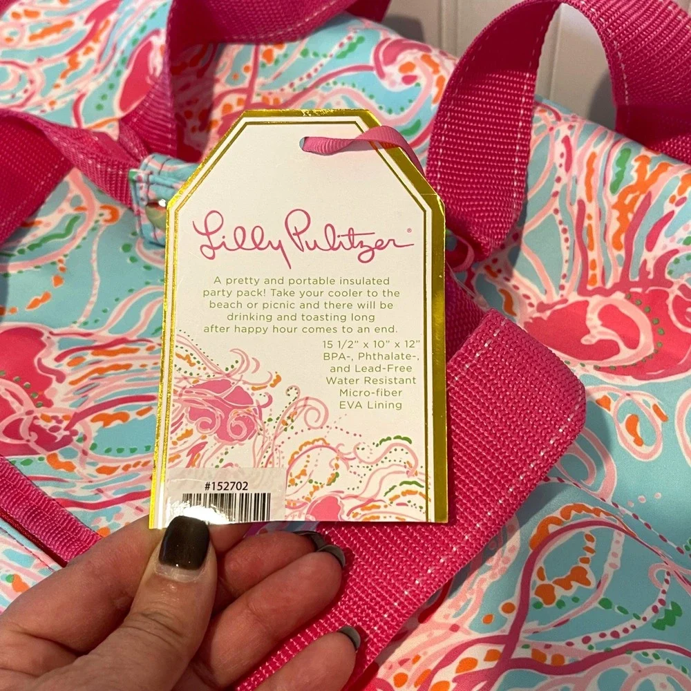 Lilly Pulitzer Insulated Cooler Bag OS Pink‎ Blue Jellies Be Jammin Beach Picnic